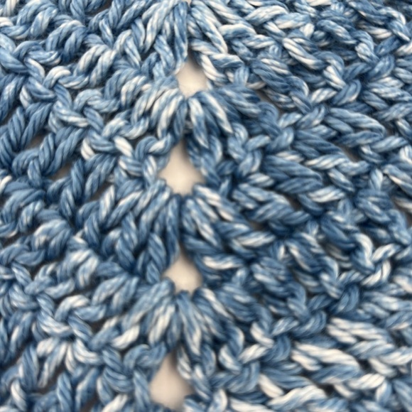 One Blue Crochet Headscarf Bandana - Picture 2 of 7